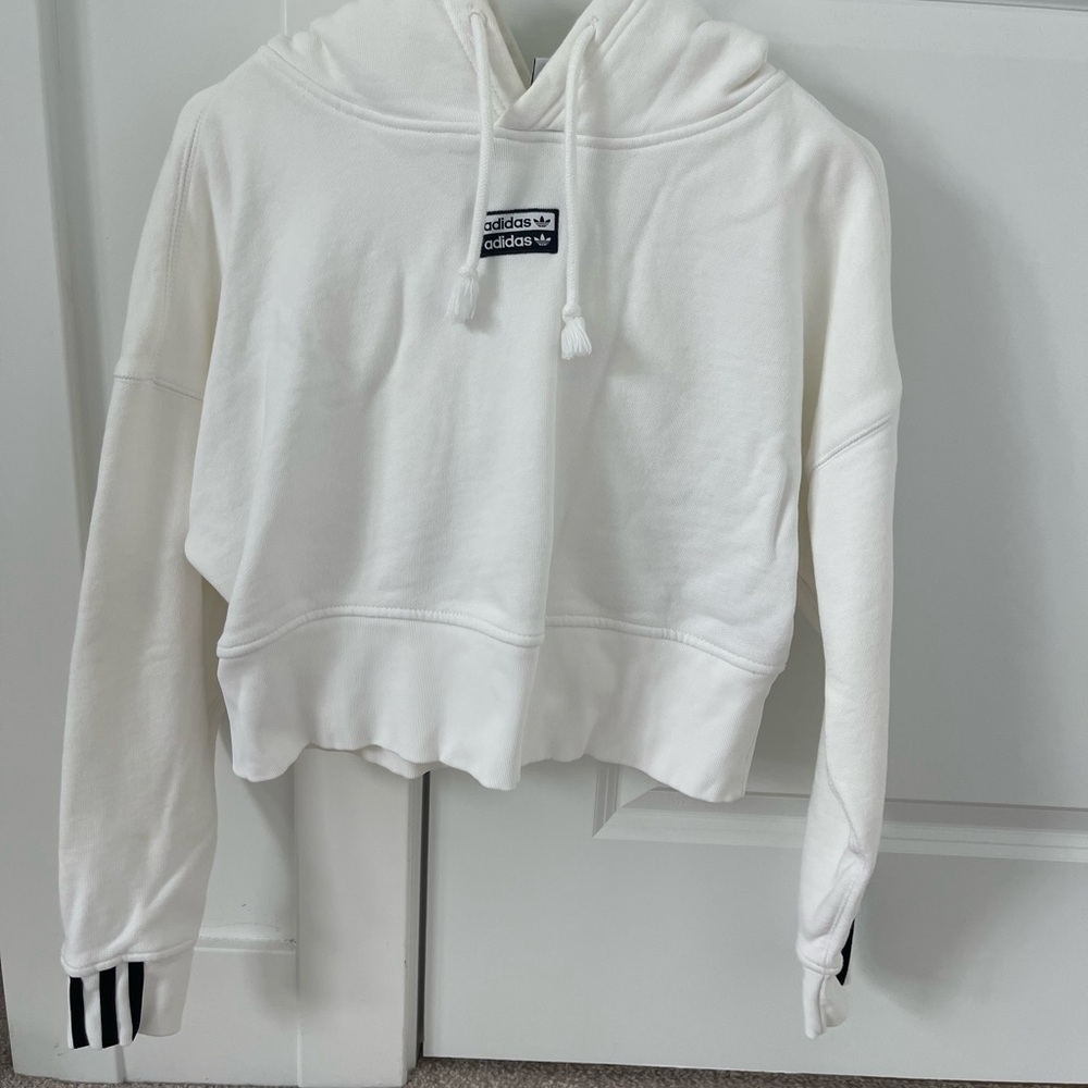 Adidas Classic White Cropped Hoodie